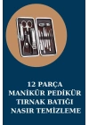 12 Parça Manikür Pedikür Seti Özel Deri Çanta El Ayak Bakımı Akne ve Sivilce Temizleme