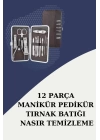 12 Parça Paslanmaz Çelik Kompakt ve Taşınabilir Manikür Makası Tırnak Makası