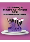 12 Parça Yumuşak Kıllı Makyaj Fırçası Seti Yüz ve Göz Makyajına Uygun Profesyonel Kullanım