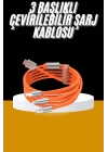 120W 3 İn 1 Uyumlu Silikon Şarj Kablosu Hızlı Şarj Kablosu