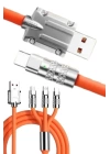 120W 3 İn 1 Uyumlu Silikon Şarj Kablosu Hızlı Şarj Kablosu
