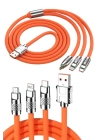 120W 3 İn 1 Uyumlu Silikon Şarj Kablosu Hızlı Şarj Kablosu