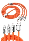 120W 3 İn 1 Uyumlu Silikon Şarj Kablosu Hızlı Şarj Kablosu