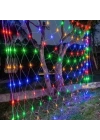 1x2 Metre Dekoratif File Ağ Perde 192 LED 8 Animasyonlu Farklı Işık Modu RGB Fişli