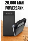 20.000 Mah Led Işıklı LCD Ekran USB Girişli Type-C Lightning Powerbank