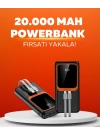 20.000 mAh Powerbank – 22.5W Hızlı Şarj, Çok Kablolu, Dijital Göstergeli