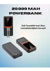 20000 mAh Powerbank | Çok Kablolu, Dijital Göstergeli, Yüksek Hızlı Şarj Cihazı