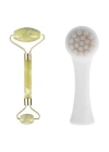 2li Set Çift Taraflı Cilt Temizleme Fırçası ve Yeşim Taşı Çift Taraflı Cilt Masaj Aleti