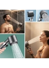 3 Kademeli Turbo Basınçlı Masaj Başlıklı Silikon Fırçalı Duş Başlığı – Yüksek Basınçlı Su Tasarruflu Duş Başlığı