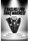 3lü Set Saç Sakal Kesme Traş Makinesi Burun Kılı Alma Tıraş Makinesi