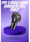 38W USB Type-C Girişli Oto Çakmaklık Araç İçi Hızlı Şarj Çakmaklık Şarj Aleti