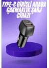 38W USB Type-C Girişli Oto Çakmaklık Araç İçi Hızlı Şarj Çakmaklık Şarj Aleti