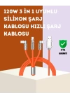 3’ü 1 Arada Kablo – 120W Hızlı Şarj ve Veri Aktarımı Özellikli