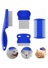 4lü Bit Pire Tarağı Set Kedi Köpek Evcil Hayvan Tüy Toplayıcı Mavi