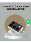 4 Prizli 3 USB Portlu Anahtarlı Akım Korumalı Priz