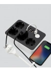 4.1A Hızlı Şarjlı Akım Korumalı 4 Priz ve 3 USB Çıkışlı Priz