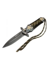 4262 Kamuflaj Kamp Çakı 21cm - Yarı Otomatik, İpli, Kemerlikli
