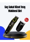 5 Başlıklı Çok Fonksiyonlu Saç Kesme ve Sakal Düzeltme Makinesi Erkek Bakım Aleti