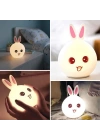 5 Farklı Renk Modlu Tavşan Figürlü Pofuduk LED Gece ası–Yumuşak Dokulu Çocuk Odası ve Dekoratif Şarjlı Ortam Işığı