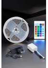 5 Metre Şerit Led RGB Işıklı Kumandalı Güç Adaptörü Her Ortama Uygun