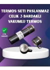 500 ml Isı Korumalı Çelik Termos ve Bardak Seti | Silikon Tabanlı, Şık ve Pratik