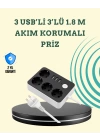 7 Cihazı Aynı Anda Destekleyen 3 USB Portlu 4’lü Priz
