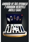 7 Kordonlu Akıllı Saat Siyah Kasa Dokunmatik Ekran Uyku ve Sağlık Takibi
