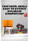 7 Kordonlu Akıllı Saat Ve Oyuncu Kulaklığı Bluetooth Bağlantılı Android ve İOS Uyumlu