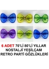 70li 80li Yıllar Nostalji Yeşilçam Retro Parti Gözlükleri 6 Adet