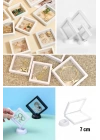7x7 cm Standlı 3D Takı Ziynet Hatıra Koleksiyon Saklama Kutusu Şeffaf Film Çerçevesi