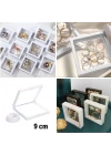 9x9 cm Standlı 3D Takı Ziynet Hatıra Koleksiyon Saklama Kutusu Şeffaf Film Çerçevesi