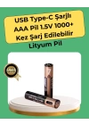 AAA Boyutunda USB Şarjlı Pil – Kompakt Tasarım, Geniş Uyumluluk
