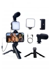 Akıllı Telefon Vlog Kiti Tripod Mini Mikrofonlu Telefon Tutucu
