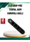 Akım Korumalı Anahtarlı USB Girişli Üçlü Priz