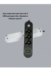 Akım Korumalı Anahtarlı USB Girişli Üçlü Priz