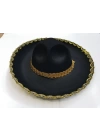 Altın Renk Şeritli Meksika Mariachi Latin Şapkası 55 Cm Çocuk