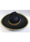 Altın Renk Şeritli Meksika Mariachi Latin Şapkası 55 Cm Çocuk