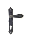 Antika Tarz Dekoratif Pirinç Çiçekli Oda Kapı Kolu - 240x40 Mm, Oksit