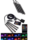 Araç Içi Aydınlatma Kumandalı 12 Led Ayak Altı Led Ambiyans Işığı Sese Duyarlı Kumandalı