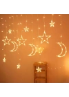 Ay ve Yıldız Figürlü Kumandalı 12 Sarkıtlı 120 LED Dekor Işık – Dekoratif Ortam ve Masaüstü Aydınlatması