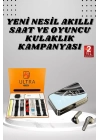 Aynalı Bluetooth Kulaklık ve 7 Kordonlu Akıllı Saat Dijital Göstergeli Uzun Pil Ömrü