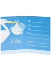 Baby Boy Stork Temalı Mavi Renk Baby Shower Davetiye 8 Adet