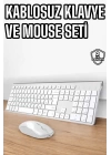 Beyaz Kablosuz Klavye Fare Seti Kablosuz Fare USB Alıcı PC Uyumlu