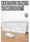 Beyaz Kablosuz Klavye Fare Seti Kablosuz Fare USB Alıcı PC Uyumlu