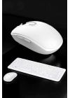 Beyaz Kablosuz Klavye Fare Seti Kablosuz Fare USB Alıcı PC Uyumlu