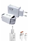 Beyaz Ultra Plus Hızlı Şarj Seti Şarj Adaptörü ve Kablosu 67W