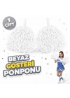 BFS 1 Çift ( 2 Adet ) Beyaz Renk 23 Nisan 19 Mayıs 29 Ekim Okul Gösteri Ponponları Ekstra Dolgun