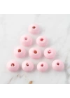 BFS  10 Adet Pembe Yassı Ahşap Boncuk