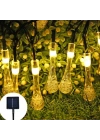 BFS 10 Led 2 Metre Sarı Kristal Su Damlası Güneş Enerjili Led Işık Solar Bahçe Ağaç Lamba Aydınlatması