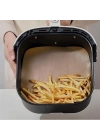 BFS 100 Adet Air Fryer Pişirme Kağıdı Tek Kullanımlık Yağ Su Geçirmez Yapışmaz Deliksiz Düz Kare Model